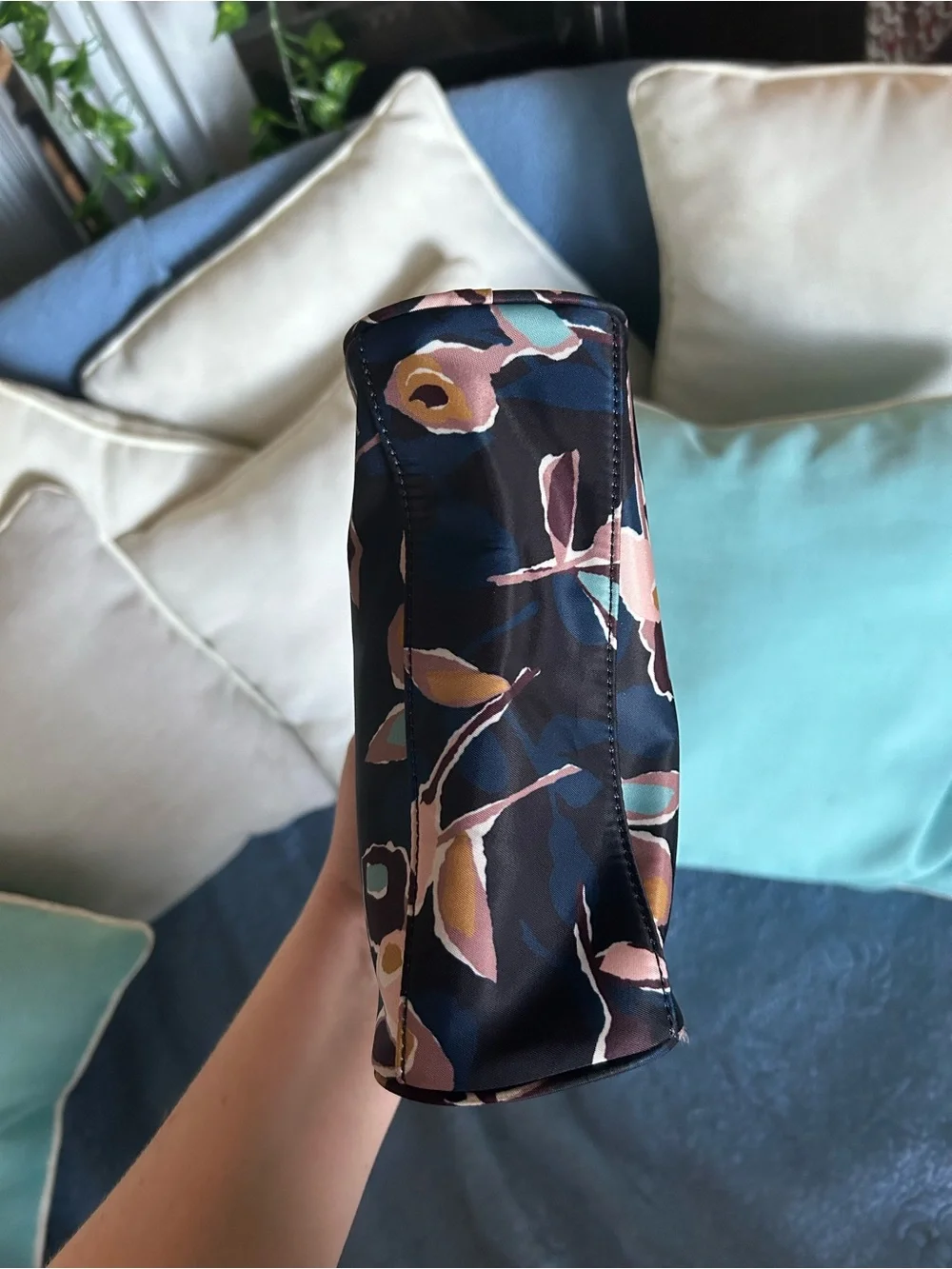 Kate Spade Navy Floral Nylon Dome Zippered Cosmetics Case